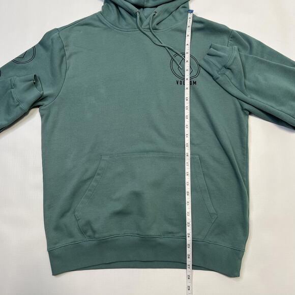 Volcom Hoodie Mens Large Green Pullover Sweatshirt Stone Logo Skate Streetwear - Picture 4 of 6